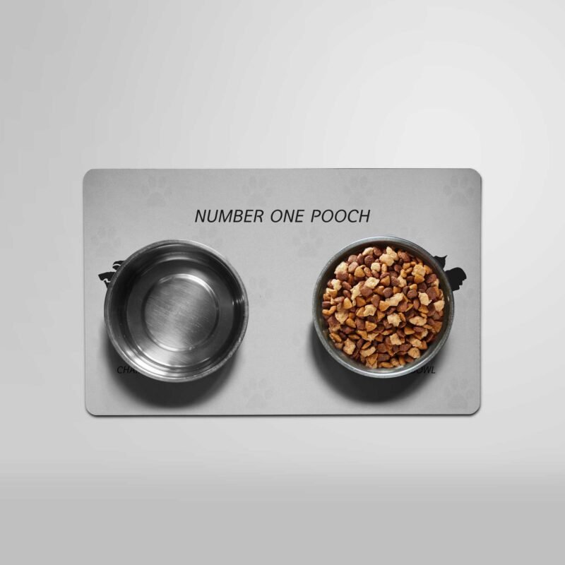 FEEDING MAT WITH BOWL WEB 800x800 - Number One Pooch Luxury Dog Feeding Mat